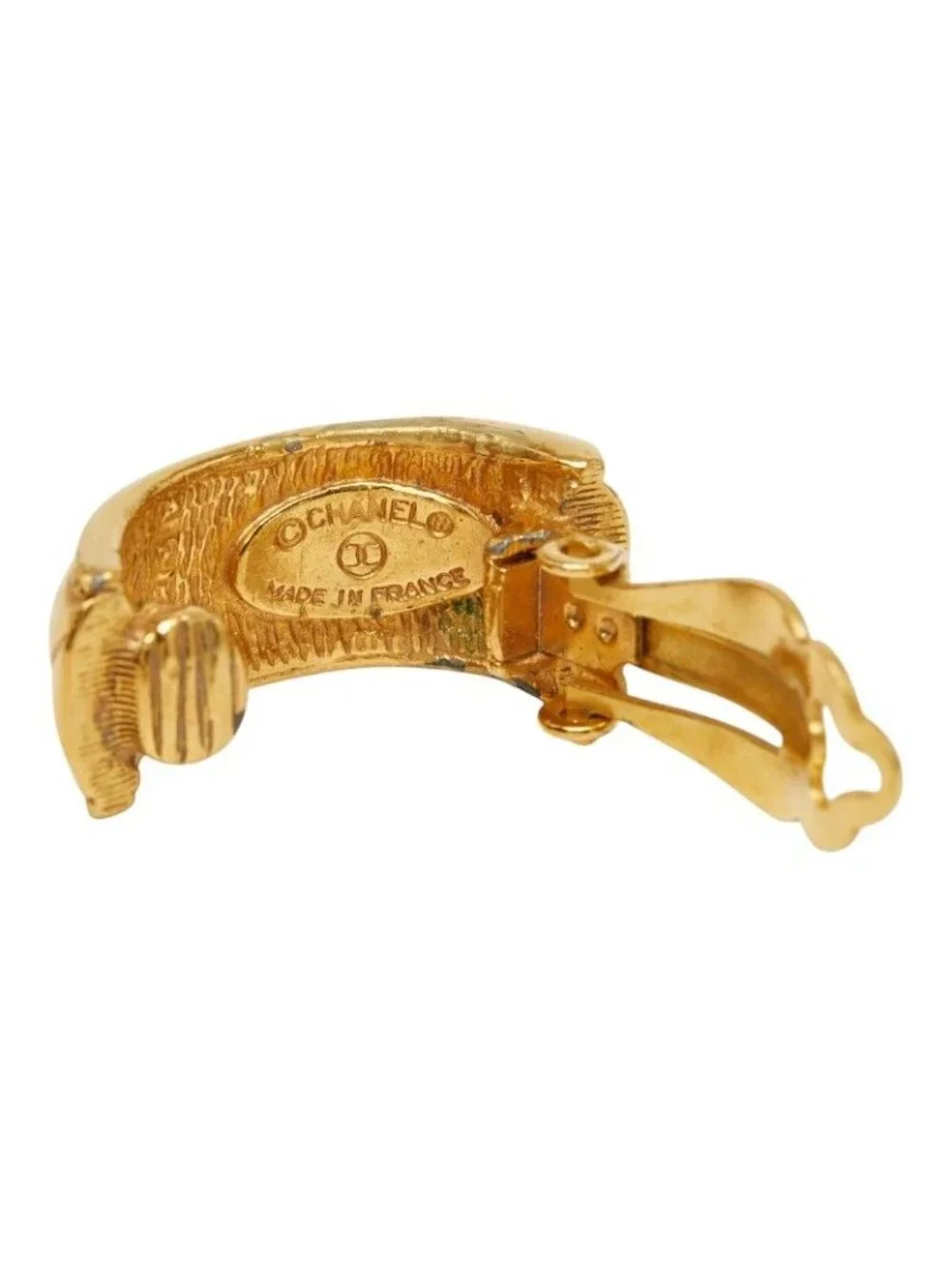 Chanel Quilted Earrings Gold Plated